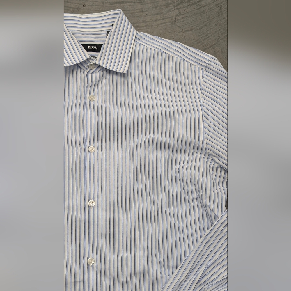 BOSS Blue Striped Shirt, 15 32/33